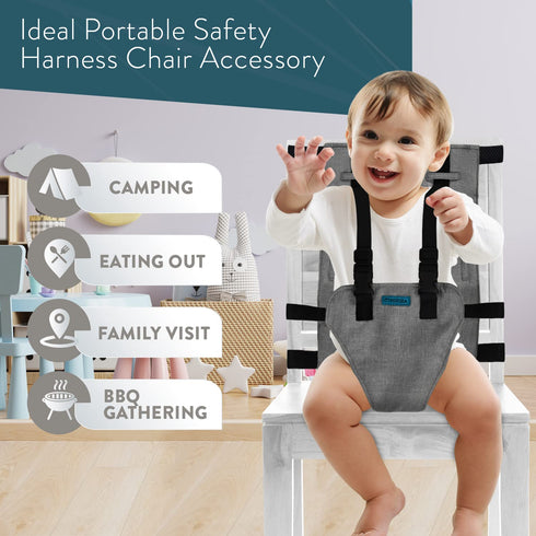 VEVOZA Compact Travel High Chair | Portable High Chair for Baby | Baby Travel Essential Harness Seat | Must Haves