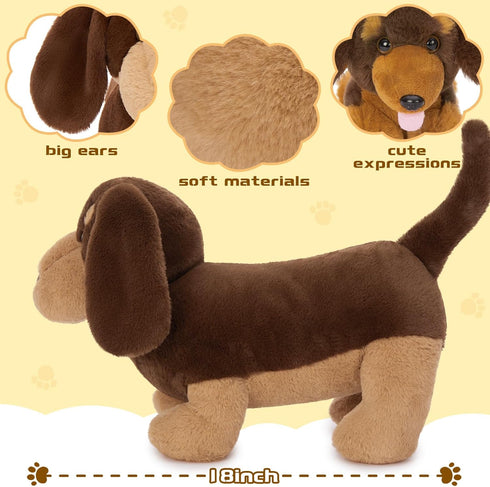 18" 4-Pack Set, Muiteiur Dog Stuffed Animals, Dachshund Stuffed Animal Cute Wiener Dog Gift for Kids, Boys, Girls