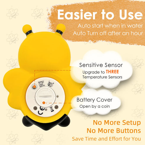 Baby Bath Thermometer Floating Toy, Safety Water Temperature Thermometer for Bathtub - Newborn Baby Shower Gift (Bee)