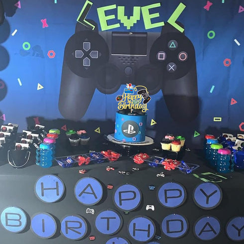 1 PCS Glitter Video Game Cake Topper GamePad Happy Birthday Cake Pick for Kids Boys Girls Baby Shower Theme