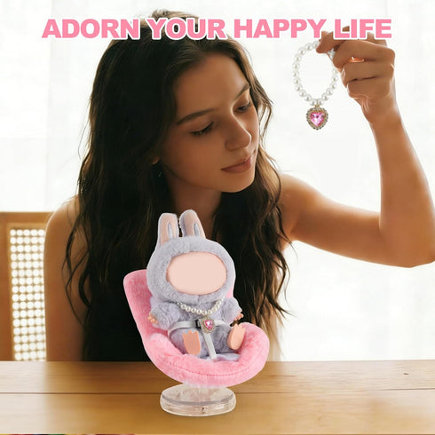 SYFLHYP 4-7in Cute Doll Car Seat for Labubu, Premium Car Seat Accessories for Dolls, Including Air Vent Clip, Desktop
