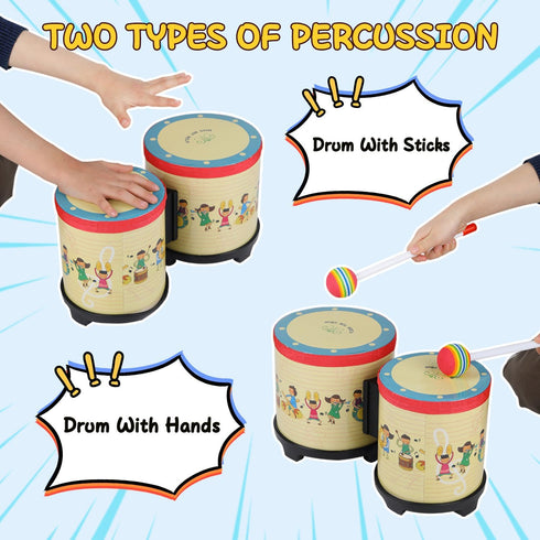 Bongo Drums for Kids 5"-6" with 2 Colorful Drumsticks, Rhythm Percussion Musical Instruments for Children