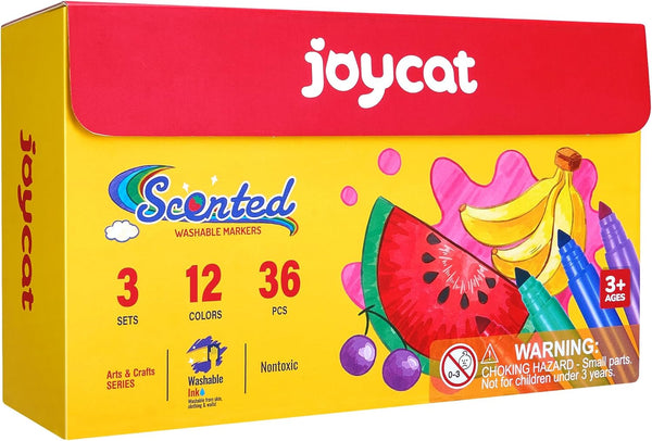 JoyCat 36 Count Scented Washable Markers Bulk, 12 Vibrant Colors (3 of