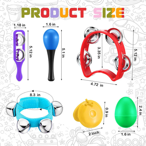 36 Set Silipull Pcs Shaker Musical Instruments for Kids Early Music Learning Toy Bulk Egg Shaker Wrist Hand Band Bells