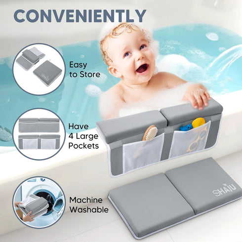 Shaju Elbow Set Bath Kneeler and Rest Pad for Baby Bathing Parents to Relieve Your Knee Pain. Baby Bath Kneeler