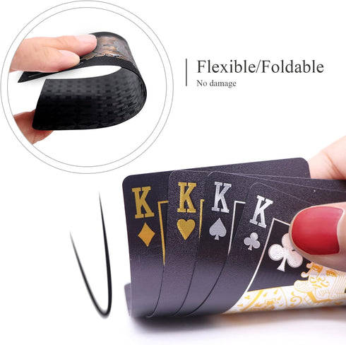 Waterproof Playing Cards - Plastic Deck of Gift Poker Cards in Black Diamond Design