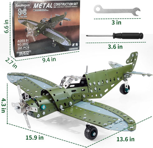 8-13 14 285pcs 8-12, 8-10, 9 10 11 Metal Model Airplane Building Toys for Ages and Up, Plane Stem Toys for Boys Age
