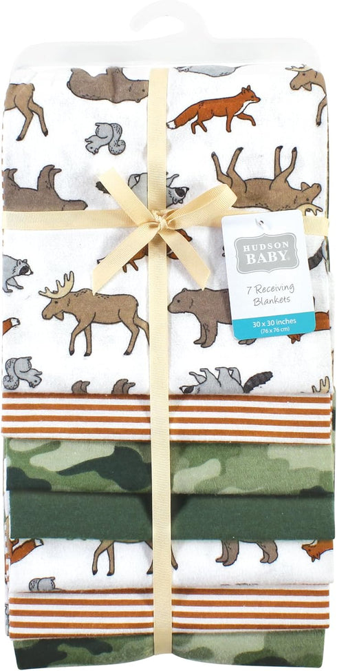 Animal Adventure Flannel Receiving Blankets Bundle for Babies - One Size
