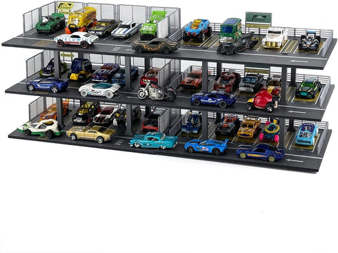 1/64 15 Scale Die-cast Model Car Display Case Organizer - Parking Garage Diorama Compatible with Hot Wheels Matchbox
