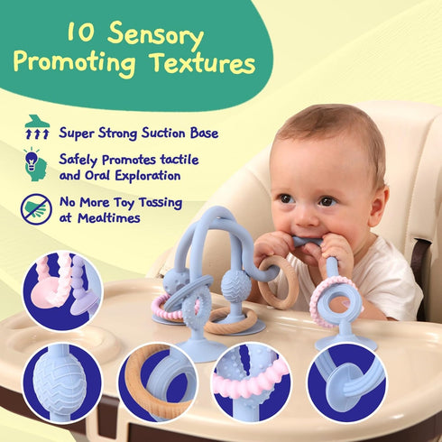 Jumble Jangle Baby Teething Toys BPA-Free, Multi Purpose High Chair Toys & Sensory Toys for Kids with Autism: Suction