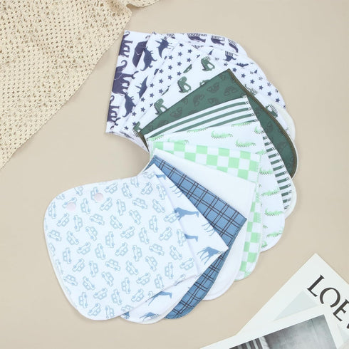 2-in-1 3 Set Newborn,12-Pack Baby Burp Cloths &Baby B.ibs Design Layers Thicken Cotton Absorbent and Soft Spit Up