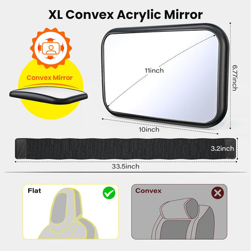 360 Fixed Headrest Car Mirror for Baby Rear Facing Fit Tesla and Other Models Shatterproof Baby Mirror for Car Back