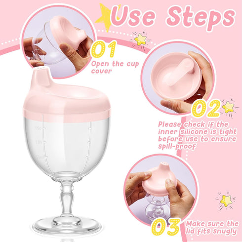 1 Irenare Pcs Baby Wine Sippy Cup Plastic Goblet Cup No Spill Wine Glass Baby Sippy Goblet Glass Beverage Mug Milk