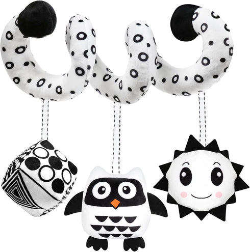 Baby Spiral Hanging Stroller and Car Seat Toys, Black and White Sensory Toy for Newborns, Thank You Gifts
