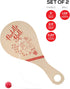 Wooden Paddle Ball Set of 2 - Fun Classic Indoor Outdoor Toy with Red Carry Bag for Boys and Girls