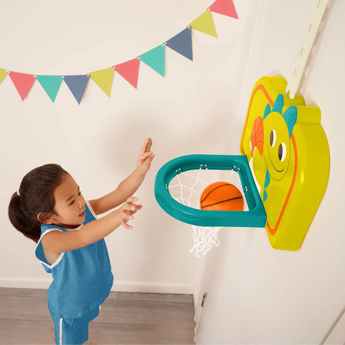 B. toys Hanging Basketball Net, Adjustable Height Mini Ball & Air Pump for Sports Toys & Active Play