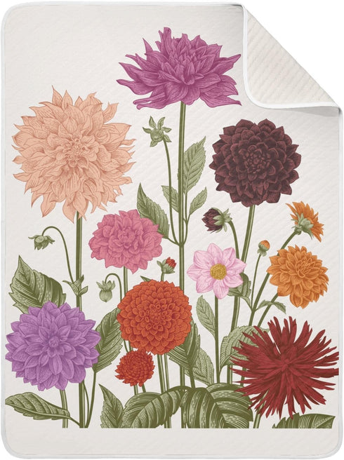 KICPOAY Swaddle Blanket for Vintage Floral Dahlia Baby Receiving Blanket Muslin Baby Swaddles