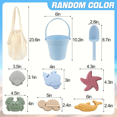9Pcs Set Set Summer Playset Biubee Silicone Sand Toys for Baby with Portable Beach Bag - Kids Beach with Beach Toy
