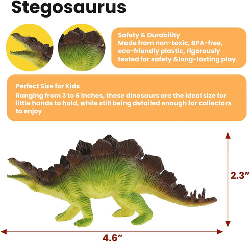 3-5, 10 Set Zippytots Dinosaur Toys for Kids PCS Realistic Plastic Dinosaur Figure Toy Including T-Rex, Stegosaurus