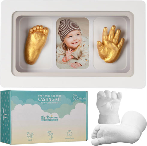 La Premura Baby Keepsake Hand Casting Kit with Shadow Box Frame -