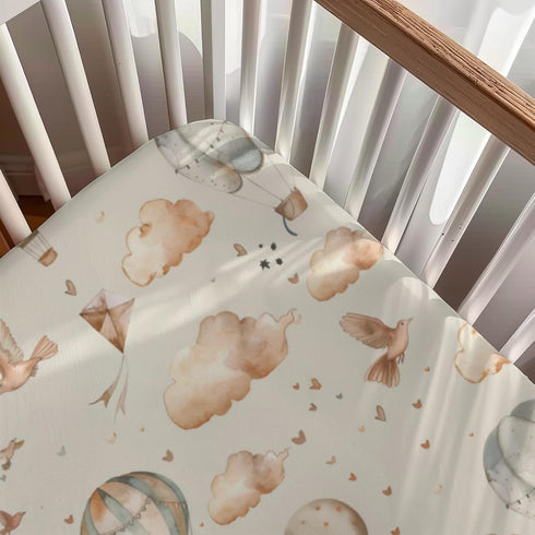 KuphiL10C 2 Pack Mattress-28x52 Hot Air Balloon Plane Clouds Stars Pattern Baby Sheets for Crib, Unisex Hot Air Balloon