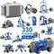 330Pcs Building Kit, 12 in 1 STEM Toys with Electric Power Motor for Kids, DIY Erector Set for Boys Girls