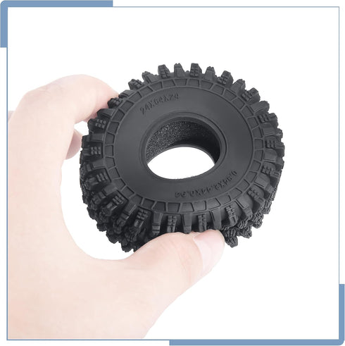 4PCS RC Soft Rubber 1.0 Tires 64MM Foam Insert 1.0" Wheel Tires for 1/18 TRX4M Upgrades 1/24 SCX24