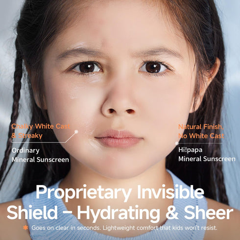 SPF50, 1.94oz Hi!papa Kids Mineral Sunscreen Face & Sensitive Skin, Non-Nano Zinc Oxide Baby Sunblock with Centella, No