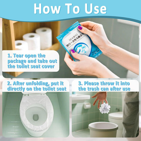 RAINFLOW Packing Adults,60 Pack Disposable Toilet Seat Cover - Plastic Toilet Seat Covers Waterproof Non-Slip