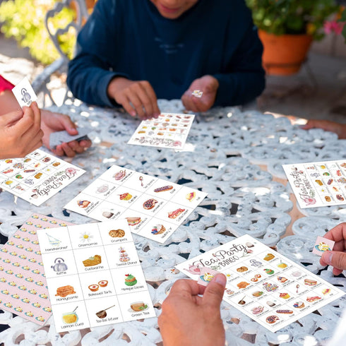 Tea Party Bingo Game - 24 Players Bingo for Teenagers, School Party, Birthday, and Garden Tea Bridal Party