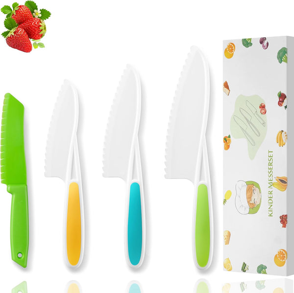 WALAWALA 4PCS Kids Knife Set for Real Cooking BPA Free with Plastic Toddler