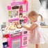 Playset, Set Set CUTE STONE Kids Kitchen Play Kitchen with Sound & Light, Cooking Stove with Steam, Toy Sink,Play Food