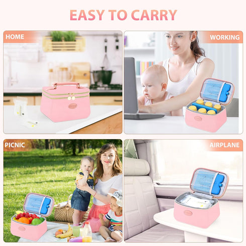 2 Pack, 6 8Oz, PIIOSER Breast Milk Cooler Travel Bag with Ice Fits Breastmilk Storage Bags Up to Insulated Small Baby