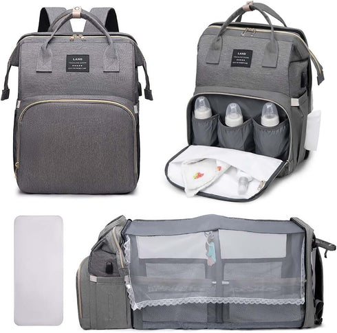 Nuvababy Multifunctional Baby Diaper Bag Backpack with Changing Station Baby Bag for Moms,