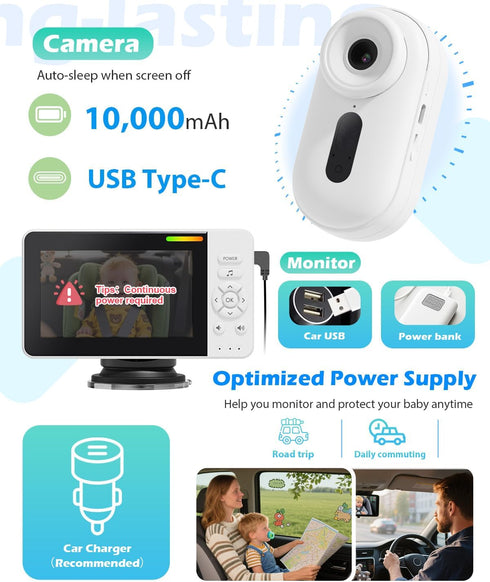 Elzeeo 1080P 360 Wireless Baby Car Camera with Upgraded Auto Night Vision, HD Car Baby Monitor with Adjustable, Easy
