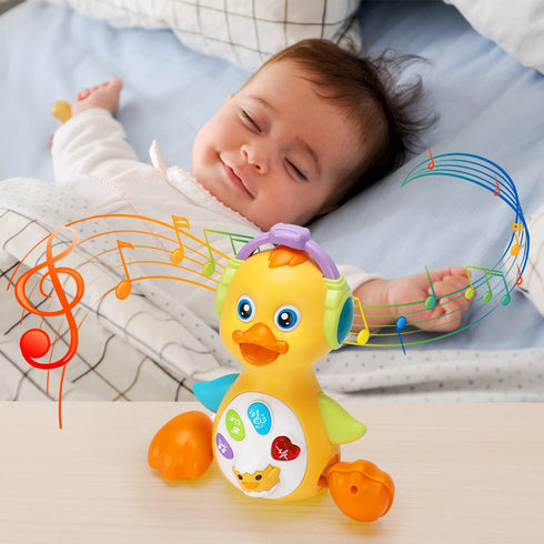 Baby Musical Duck Toy for Tummy Time, Light Up Infant Toys for 0-18 Months, Birthday Gifts for Boys & Girls