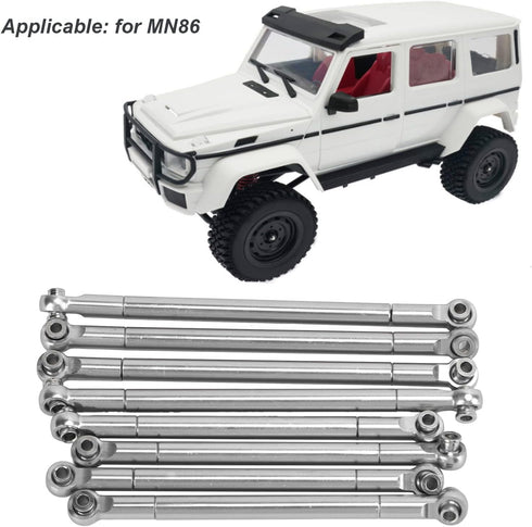 RC Tie Rod: 8PCS Metal Full Car Tie Rod for MN86 Series Model Upgrade, RC Car Parts, Silver