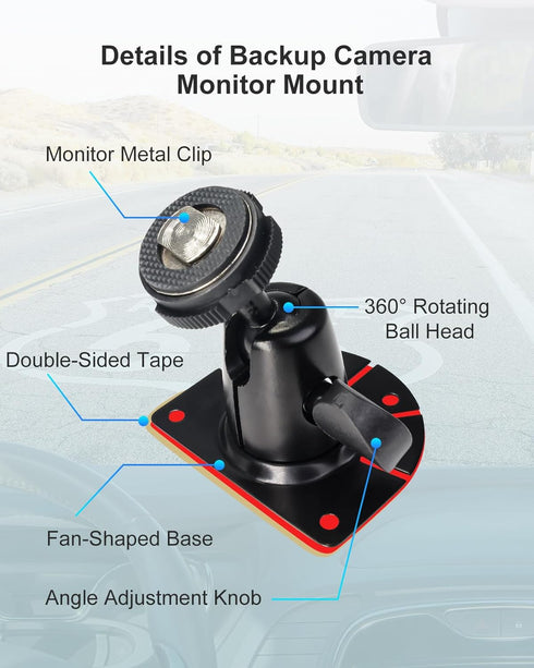 INSEETECH Fan-Shaped Mount for Backup Camera Monitor System - Universal Reverse View Bracket for Car RV Truck Van