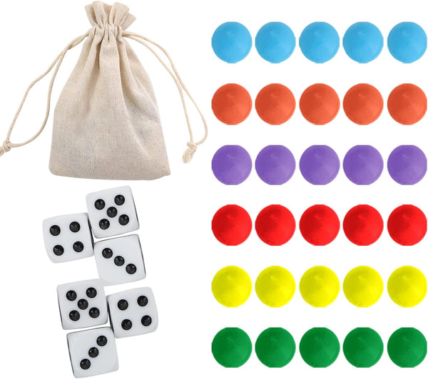 30 Wahoo Board Game Replacement Marbles 5 Each of 6 Colors, 6