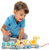 Tender Leaf Toys Pull Along Ducks - Classic Wooden Toy, 9pc Duck Family Set with Mother Duck, Baby Ducks, Eggs, Cars,