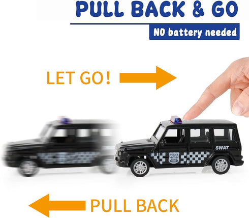 Die Cast Metal Little Toy Cars Set of 5, Openable Doors Pull Back Car Gift Pack for Kids