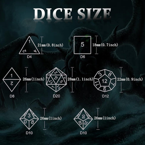 Set DND Dice, Dungeons and Dragons Metal Dice Polyhedral Role Playing Gaming HNCCESG Hollow Cthulhu Dice for Table Game