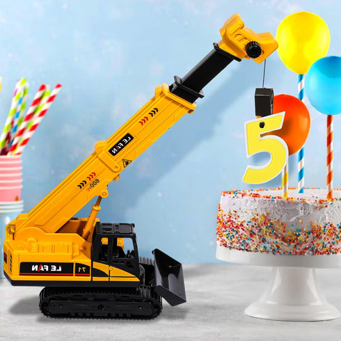 16 Set RAYNAG Pieces Construction Cake Topper Vehicles Cake Decoration Construction Birthday Party Supplies Large Crane