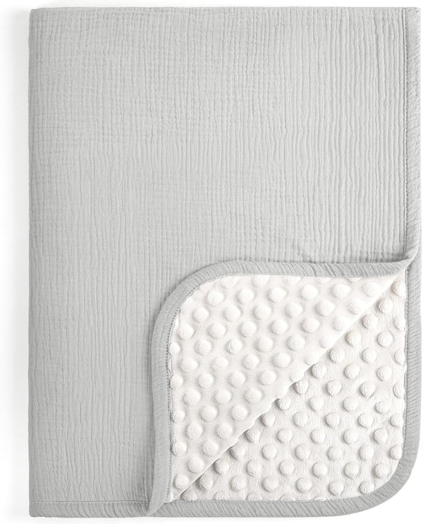lulumoon Baby Blankets for Boys Newborn: Muslin & Minky Dotted Backing -