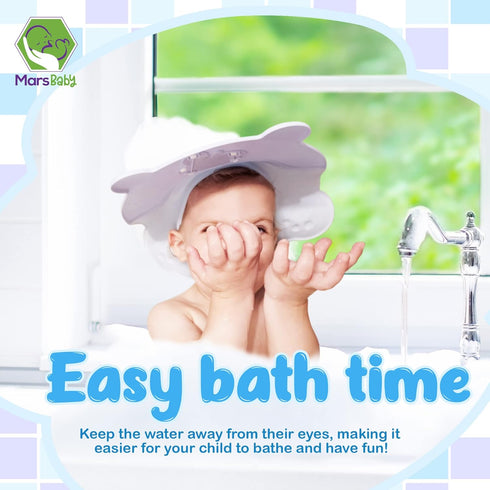 Mars Baby Shampoo Bath Visor - Shower Cap Keeps Water out of Babies Eyes During Bath Time - Adjustable Baby Shampoo Cap