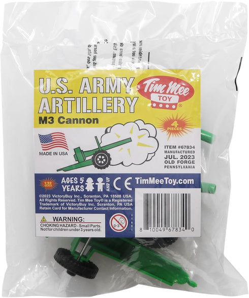 TimMee M3 ARTILLERY - Green 4pc Plastic Army Men Cannon Playset Made in USA