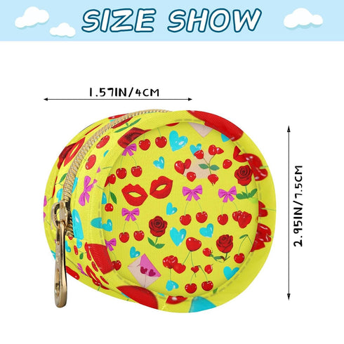Valentines Pattern Round Pacifier Storage Case with Zipper, Portable Pacifier Case for Travel, Diaper Bag & Purse