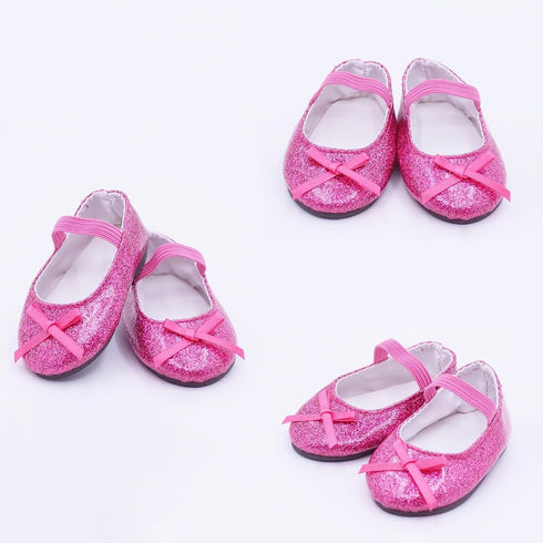 6 Pairs Hot Pink Doll Shoes Set for 18 Inch Dolls - Boots, Slippers, Sandals, Accessories
