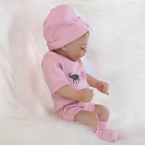 ENADOLL Reborn Baby Doll Realistic Silicone Vinyl Baby Girl 10 inch Lifelike Doll Gift Set for Ages 3+ (Close Eyes Girl)