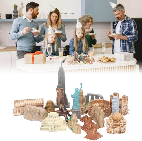 Dioche 17PCS Miniature Ancient Buildings Toys, City Miniatures Buildings Egyptian Pyramid Model Kit for Ancient Egypt